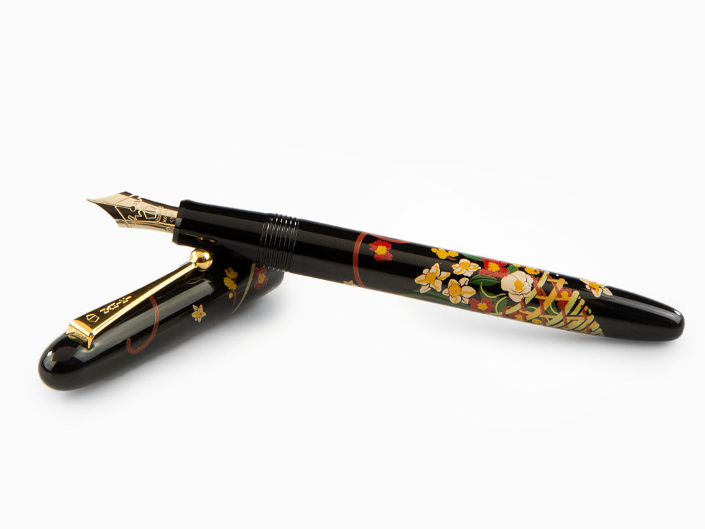 Namiki Nippon Art Flower Basket Fountain Pen, Gold trim, FN-5M-HA