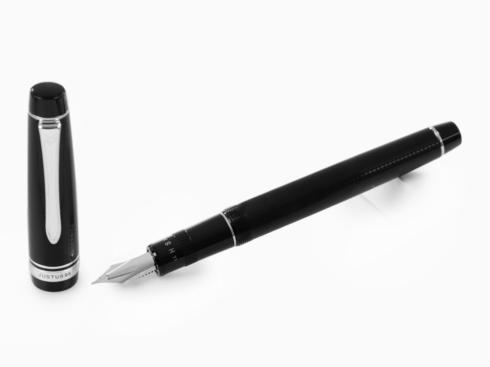 Pilot Justus 95 Fountain Pen, Resin, Rhodium trim, Black, FJ-3MRR-NB-NT