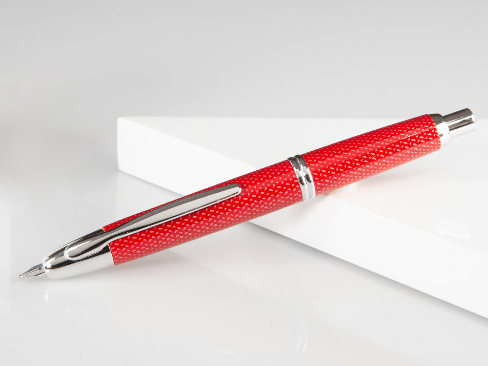 Pilot Capless Fountain Pen, Carbon fibre, Rhodium trim, Red
