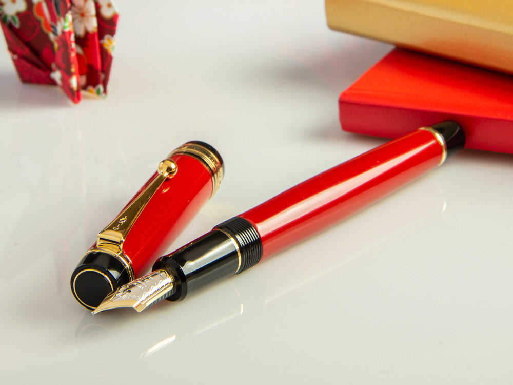 Pilot Custom 845 Red Fountain Pen, Ebonite and Urushi