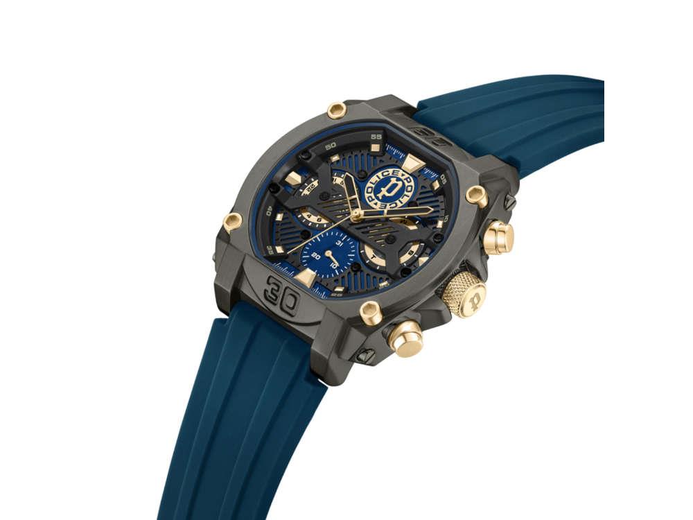 Police Norwood Navy Quartz Watch, PVD, 45 mm, Blue, PEWCG0040001M