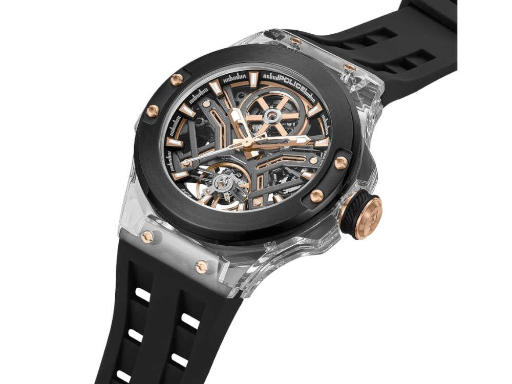 Police Cyclone Automatic Watch, PVD, 43 mm, Black, PEWGR0082202