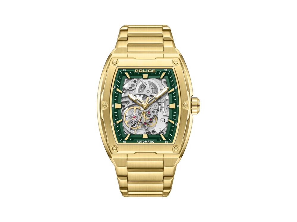 Police Skeletor Automatic Watch, 42 mm, Green, PEWJL0072206