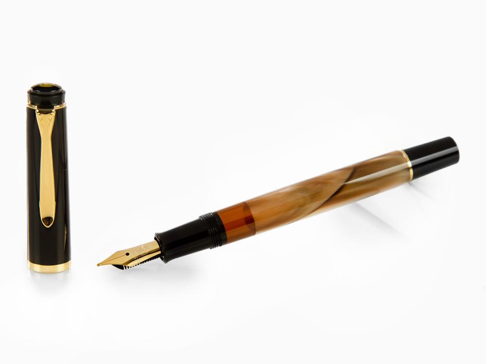 Pelikan M200 Brown Marbled Fountain Pen, Gold trim, 808897