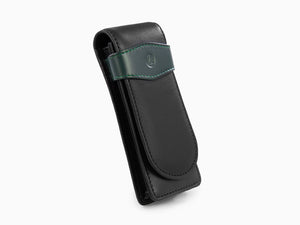 Pelikan 3 Pen Case, Leather, Black-Green, Soft, Flap tuck, 924092
