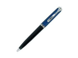 Pelikan K805 Ballpoint pen, Blue and Black, Silver trim, 933697