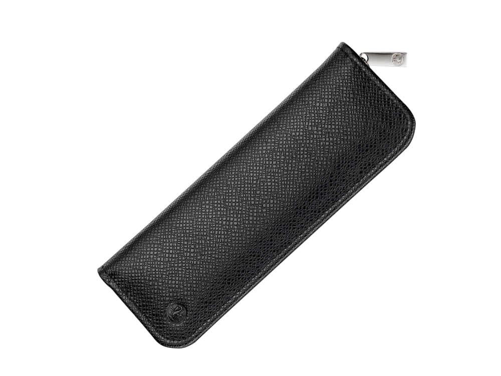 Pelikan 2 Pen Case, Engrained Leather, Black, Zip, 958025