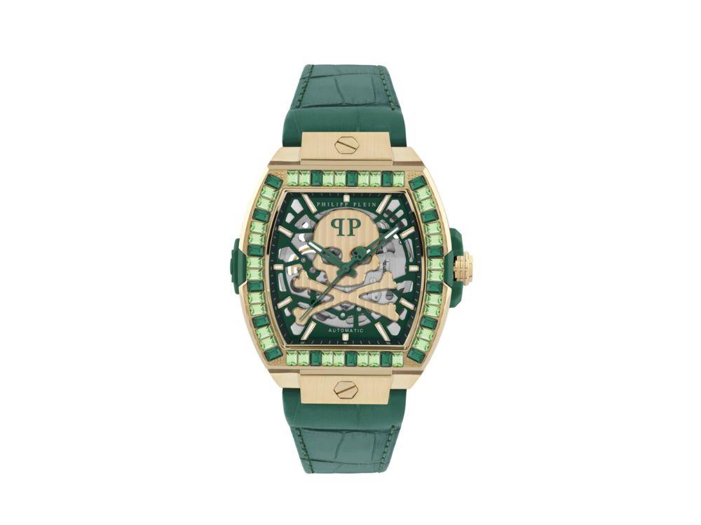 Philipp Plein The Skeleton Baguetes  Automatic Watch, Green, 44 mm, PWJHA0226