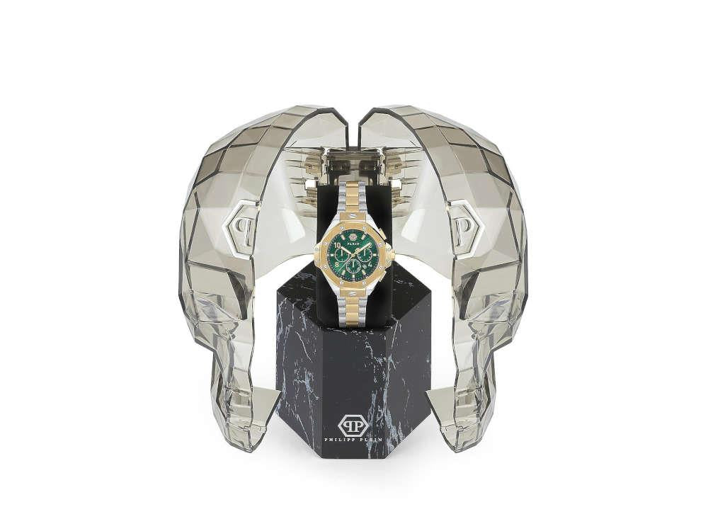 Philipp Plein Chrono Royal Quartz Watch, PVD Gold, Green, 46 mm, PWPRA0324