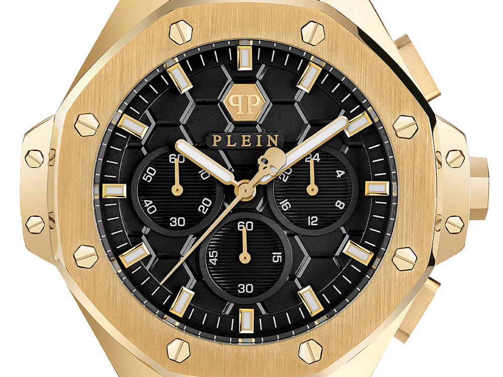 Philipp Plein Plein Chrono Royal Quartz Watch, PVD Gold, Black, 42 mm, PWPSA0424