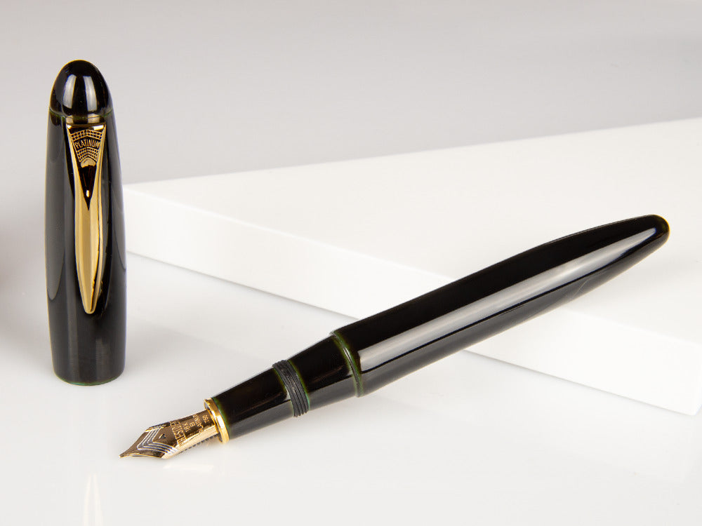 Platinum Izumo Fountain Pen, Green, Ebonite, Tamenuri PIZ-55000-27