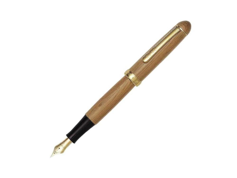 Platinum 3776 Yaku- Sugi Fountain Pen, Cedar wood, Gold trim