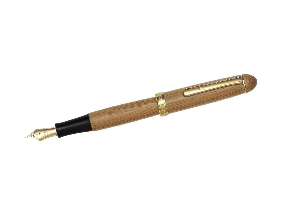 Platinum 3776 Yaku- Sugi Fountain Pen, Cedar wood, Gold trim