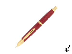 Pilot Retractable Fountain Pen, Gold, Red, "Capless"