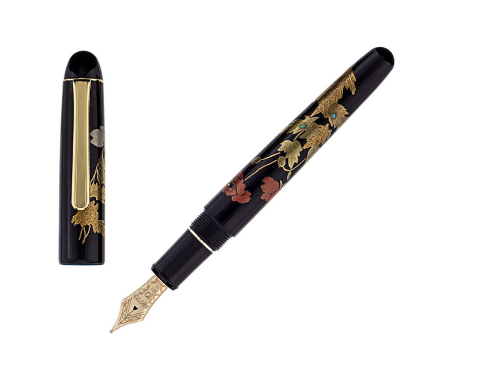Platinum Urushi Maki-e  Poppy Fountain Pen, Gold trim, Limited Edition