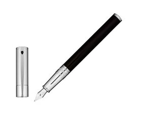 S.T. Dupont D-Initial Fountain Pen, Lacquer, Black, Chrome Trim, 260204