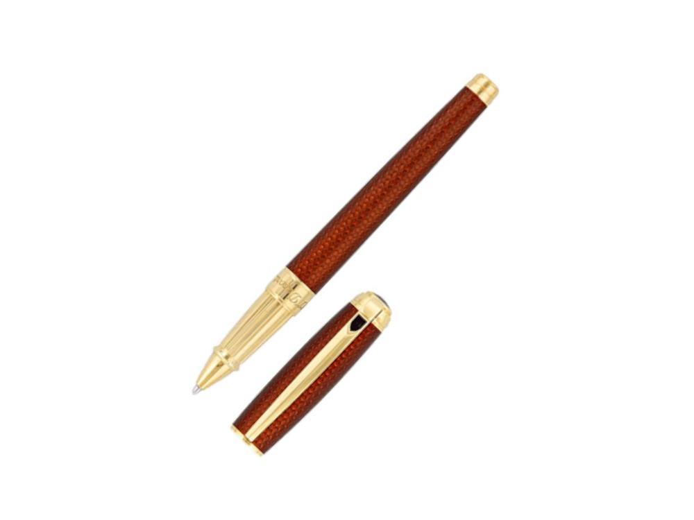 S.T. Dupont Line D Guilloche Large Rollerball pen, Amber, Gold trim, 412111L