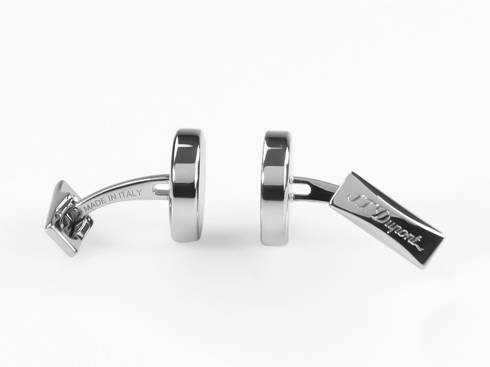 S.T. Dupont Round Cufflinks, Steel, Blue lacquer, Palladium, Blue, 005575