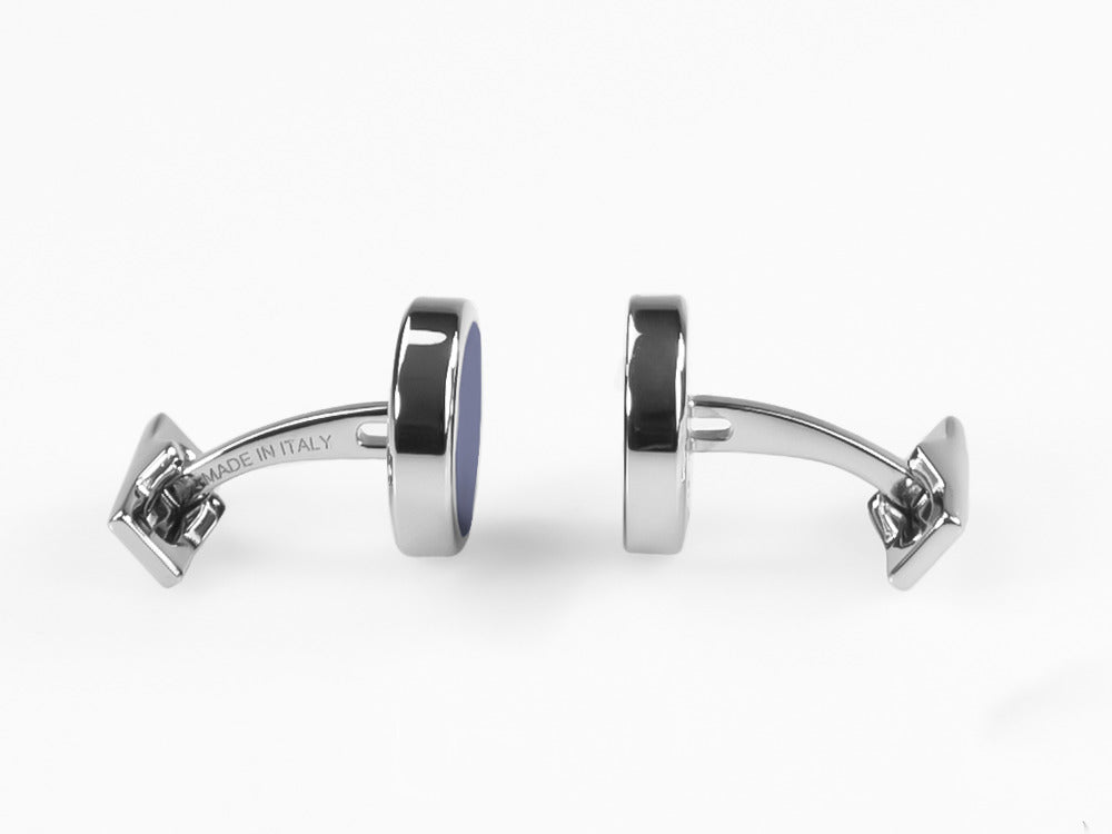S.T. Dupont Round Cufflinks, Steel, Blue lacquer, Palladium, Blue, 005575