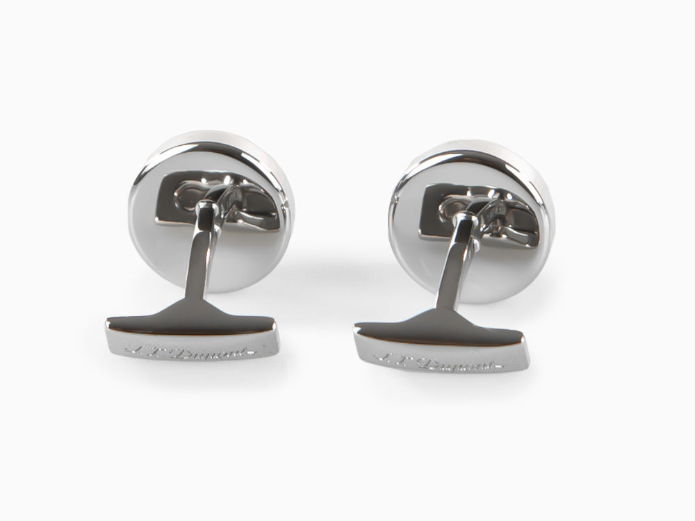 S.T. Dupont Round Cufflinks, Steel, Black lacquer, Palladium, Black, 005576