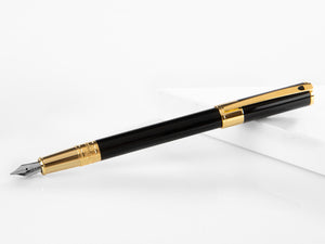 S.T. Dupont D-Initial Fountain Pen, Lacquer, Black, Gold plated, 260205