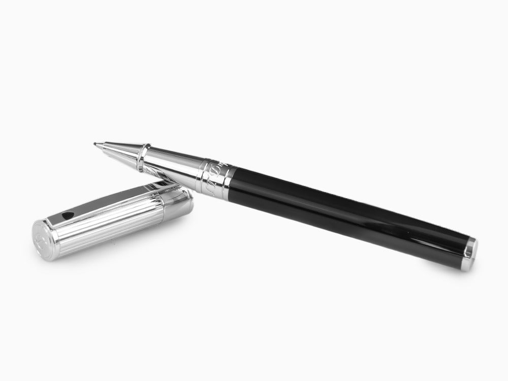 S.T. Dupont D-Initial Rollerball pen, Lacquer, Black, Chrome Trim, 262201