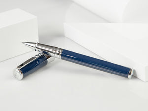 S.T. Dupont D-Initial Rollerball pen, Lacquer, Blue, Chrome Trim, 262205