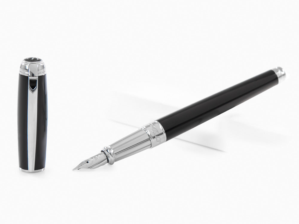 S.T. Dupont New Line D Large Fountain Pen, Lacquer, Black, Palladium