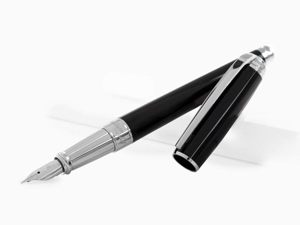 S.T. Dupont New Line D Large Fountain Pen, Lacquer, Black, Palladium