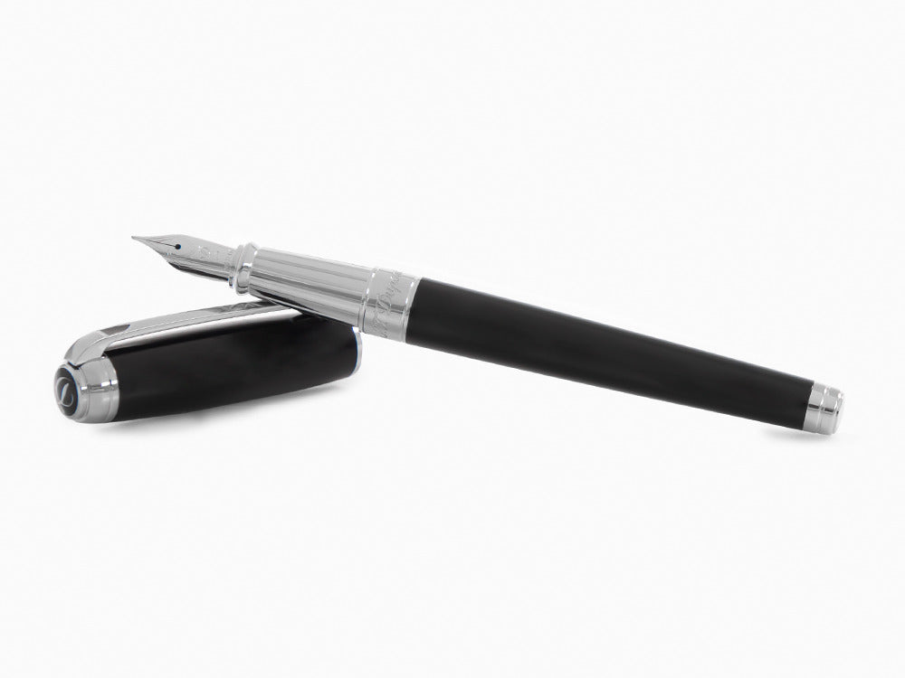 S.T. Dupont New Line D Large Fountain Pen, Lacquer, Black, Palladium
