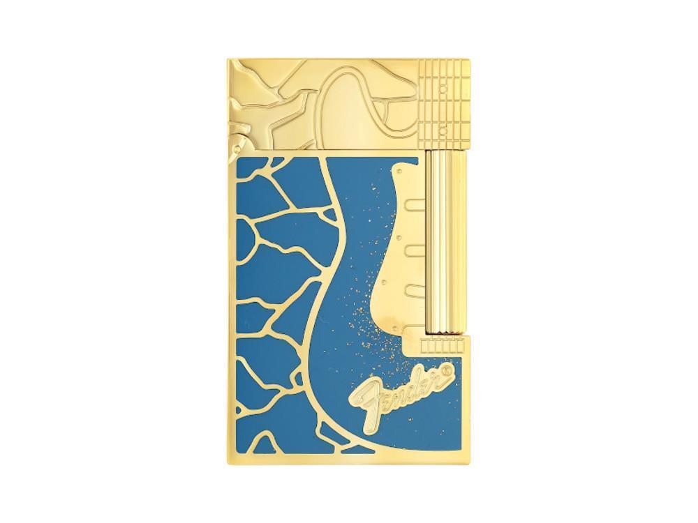 S.T. Dupont L2 Cling Fender Lighter, Brass, Gold Powder, Blue, 16026CL