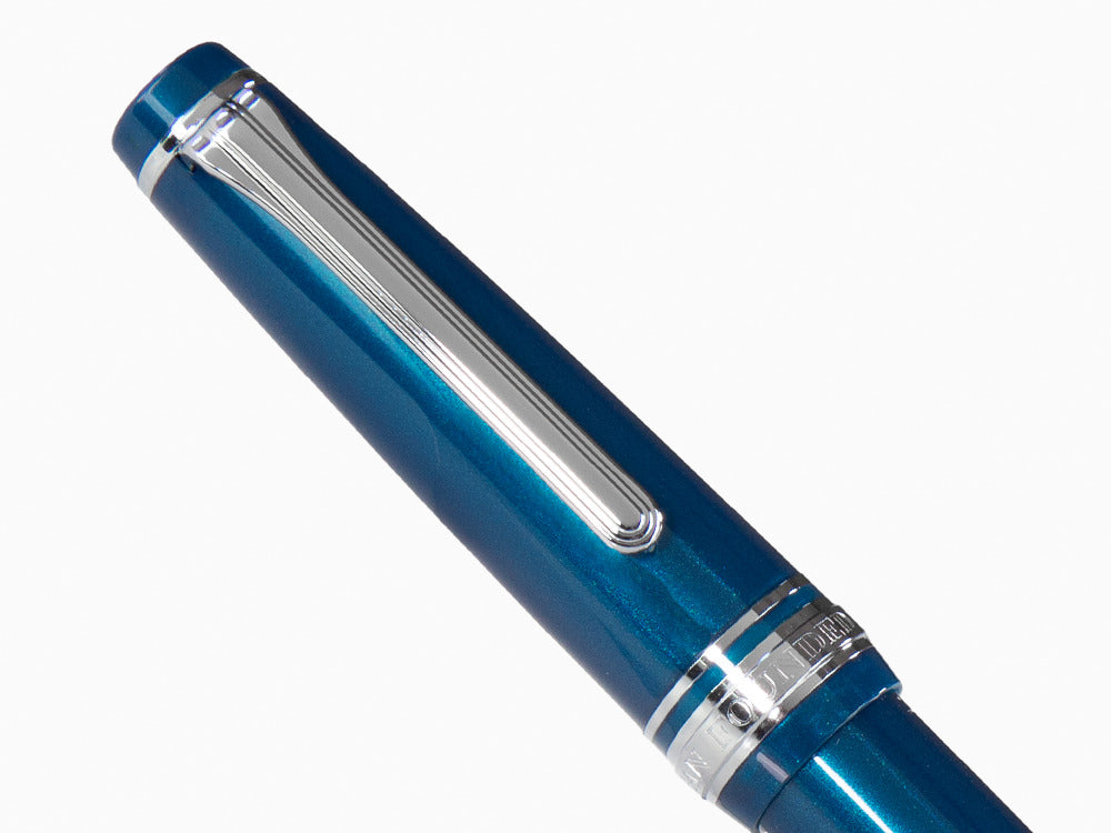 Sailor Professional Gear Slim Silver Fountain Pen, Metallic Blue