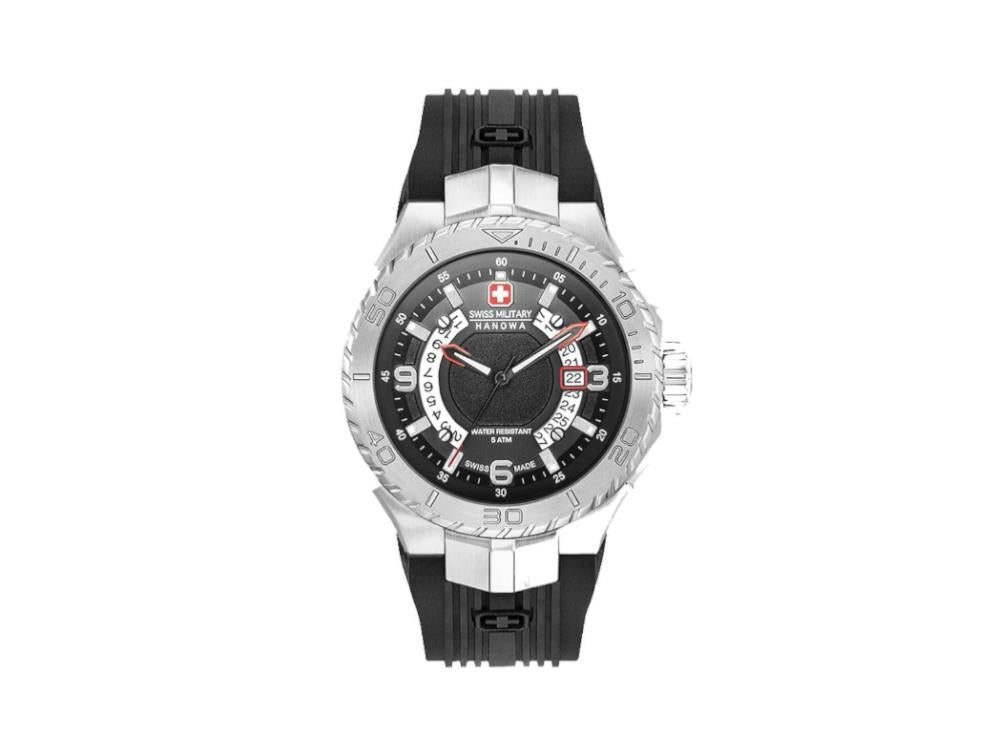 Swiss Military Hanowa Aqua Seaman Quartz Watch, Black, 45 mm, 06-4327.04.007