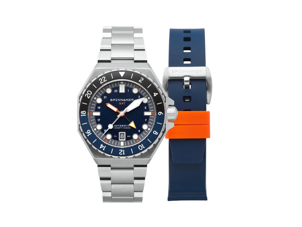 Spinnaker Dumas GMT Automatic Navy Black Watch, Blue, 44 mm, 30 atm, SP-5119-22