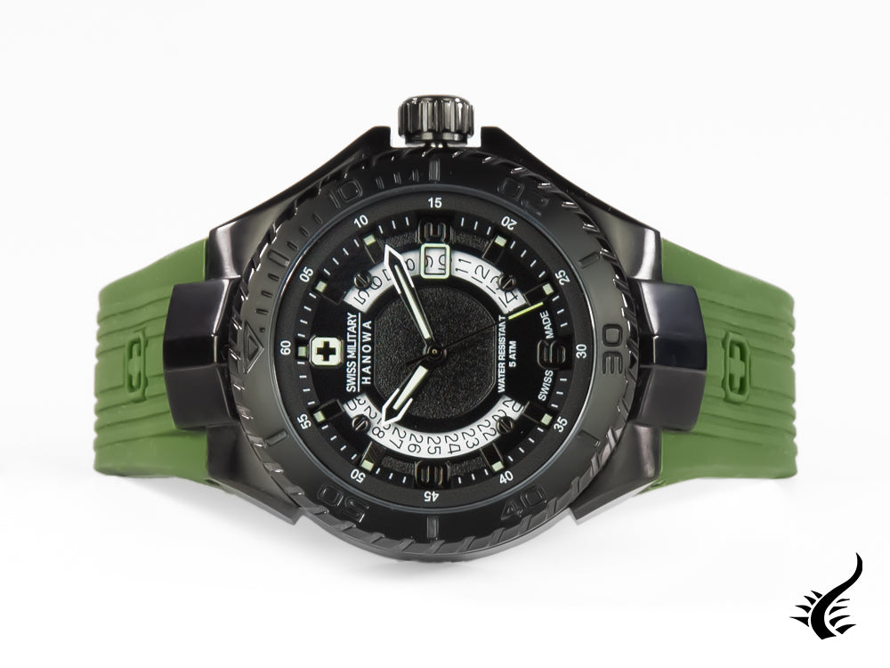 Swiss Military Hanowa Aqua Seaman Quartz Watch, Black, PVD, 6-4327.13.007.06