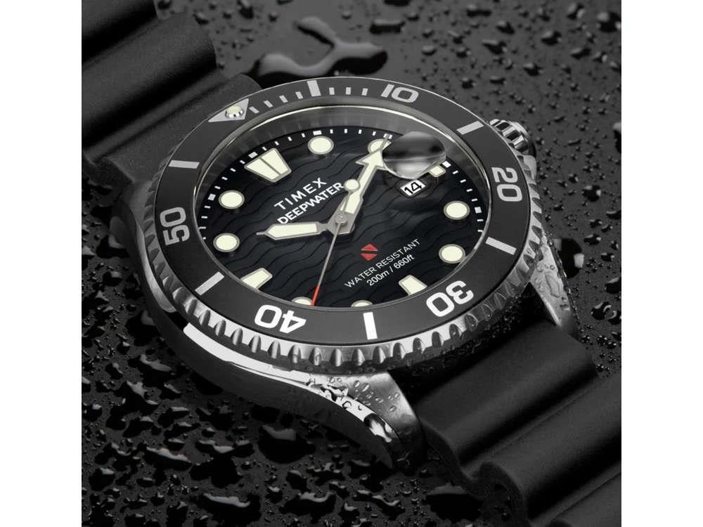 Timex DeepWater Quartz Watch, Black, 44 mm, TW2W81600