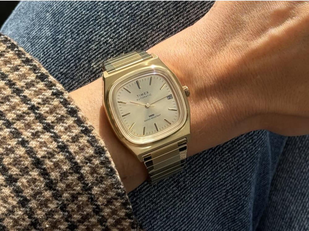 Timex E Line Automatic Watch, Golden, 34 mm, TW2Y07200