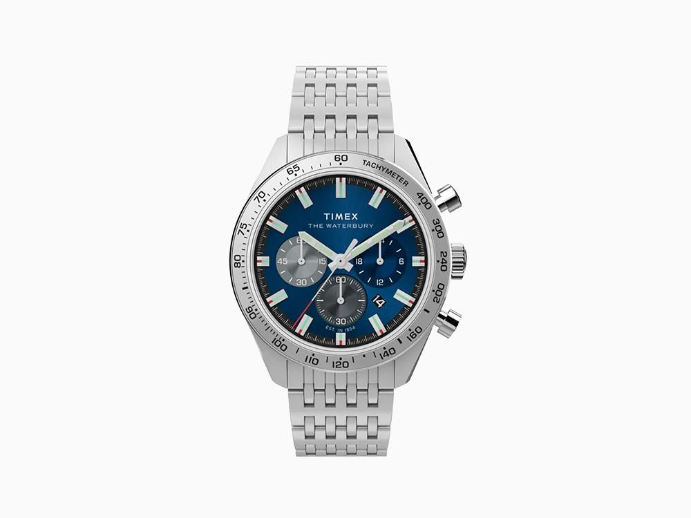 Timex Waterbury Traditional Quartz Watch, Blue, 41 mm, Chronograph, TW2Y18500