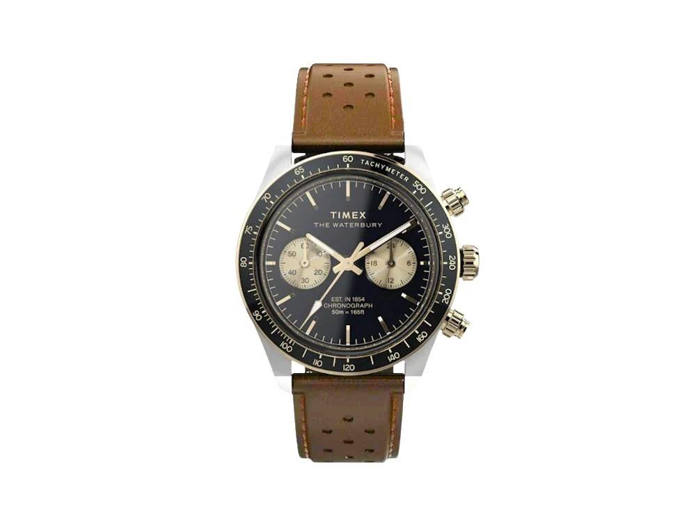 Timex The Waterbury Heritage Quartz Watch, Black, Chronograph, TW2Y24100