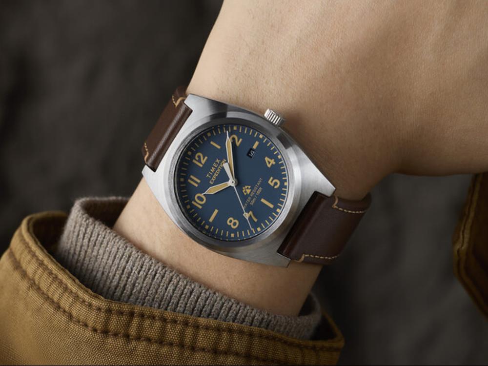 Timex Expedition Capstone Quartz Watch, Brass, Blue, 39 mm, TW2Y30600