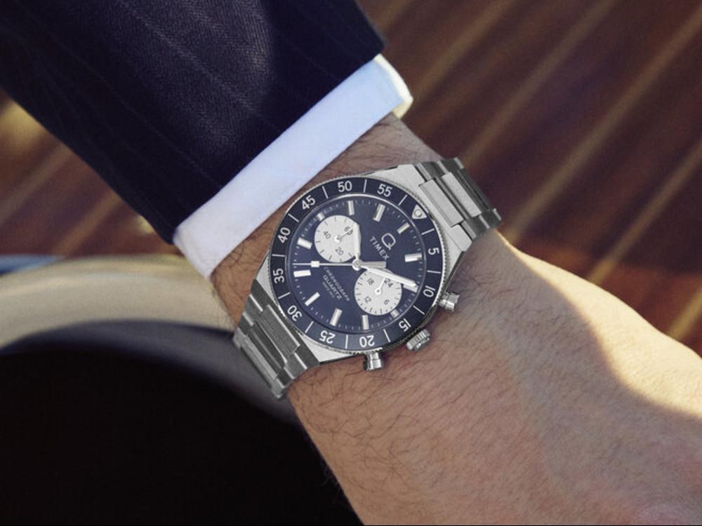 Timex Q Timex Continental Quartz Watch, Blue, 40 mm, Chronograph, TW2Y55900