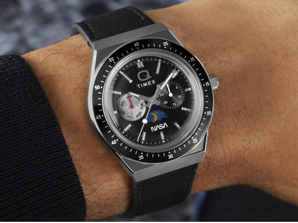 Timex Q Timex x Nasa Quartz Watch, Black, 40 mm, TW2Y56800