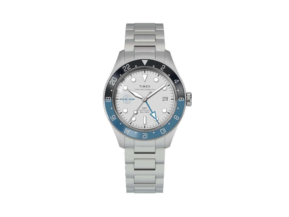 Timex The Waterbury Heritage Pan Am GMT Automatic Watch, White, TW2Y94300
