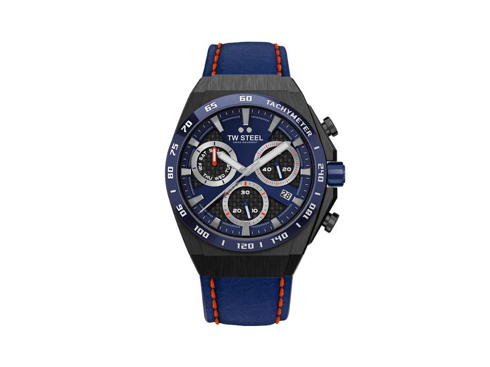 TW Steel Ceo Tech 44mm Quartz Watch Blue 44 mm Leather strap