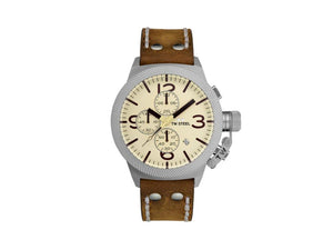 TW Steel Classic Canteen Quartz Watch, Beige, 45 mm, Leather, 10 atm, CS104