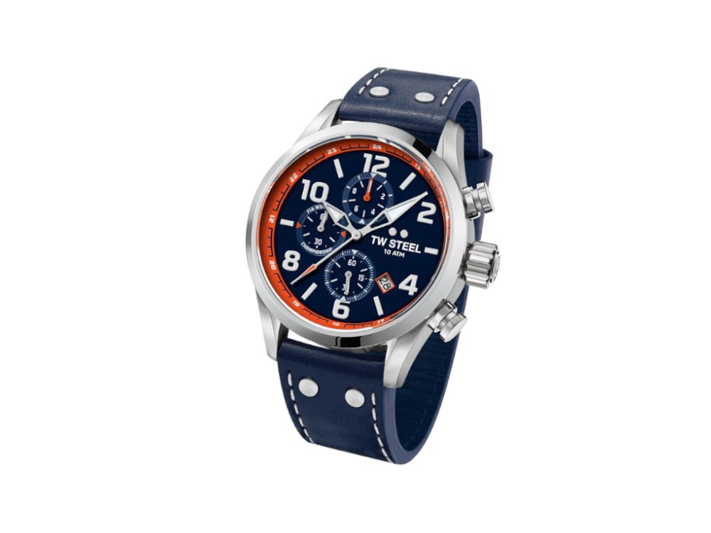 TW Steel WRC Quartz Watch Blue 48 mm Leather strap 10 atm VS89 Iguana Sell UK