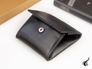 Tibaldi Leather Coin Pouch, Black, Leather, Cotton, LTM-CP
