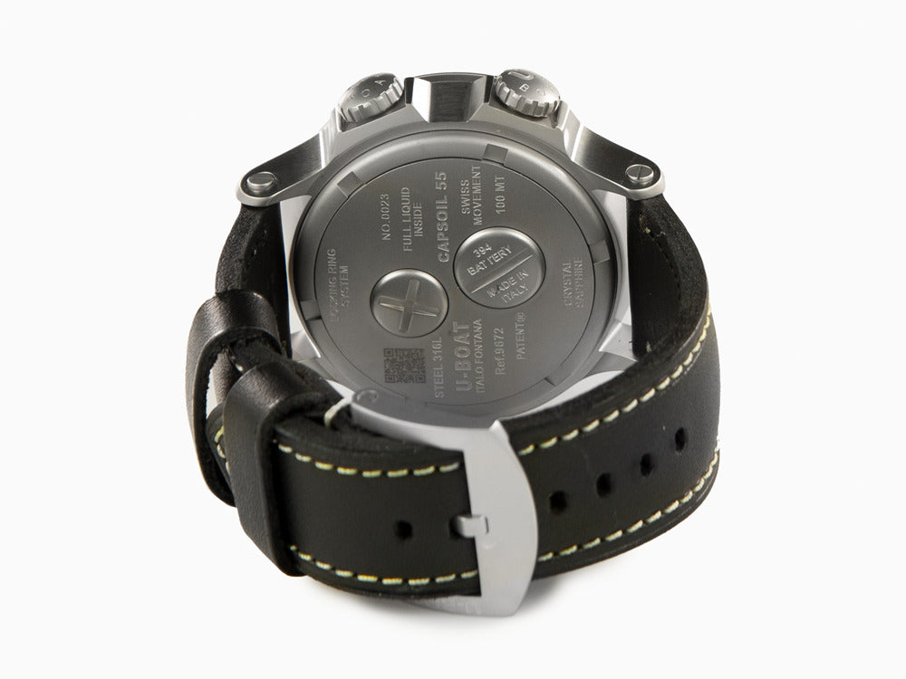 U-Boat Capsoil Doppiotempo Quartz Watch, 55 mm, Black, 9672