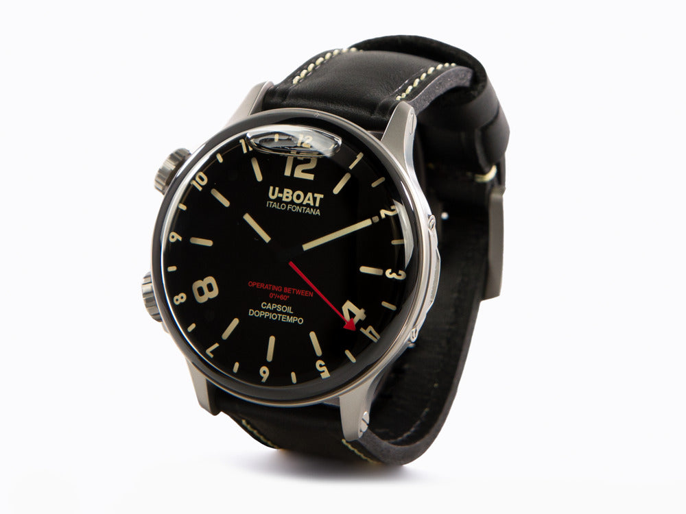 U-Boat Capsoil Doppiotempo Quartz Watch, 55 mm, Black, 9672