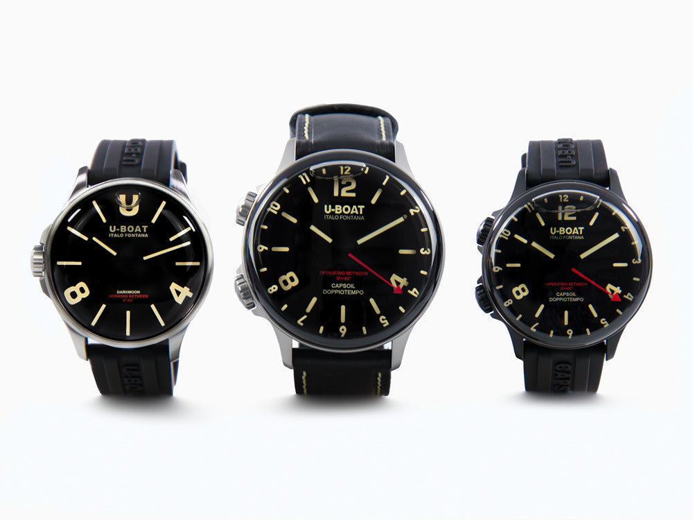 U-Boat Capsoil Doppiotempo Quartz Watch, 55 mm, Black, 9672